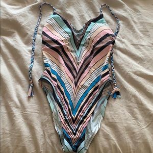 The bikini lab- Striped one piece swimsuit
